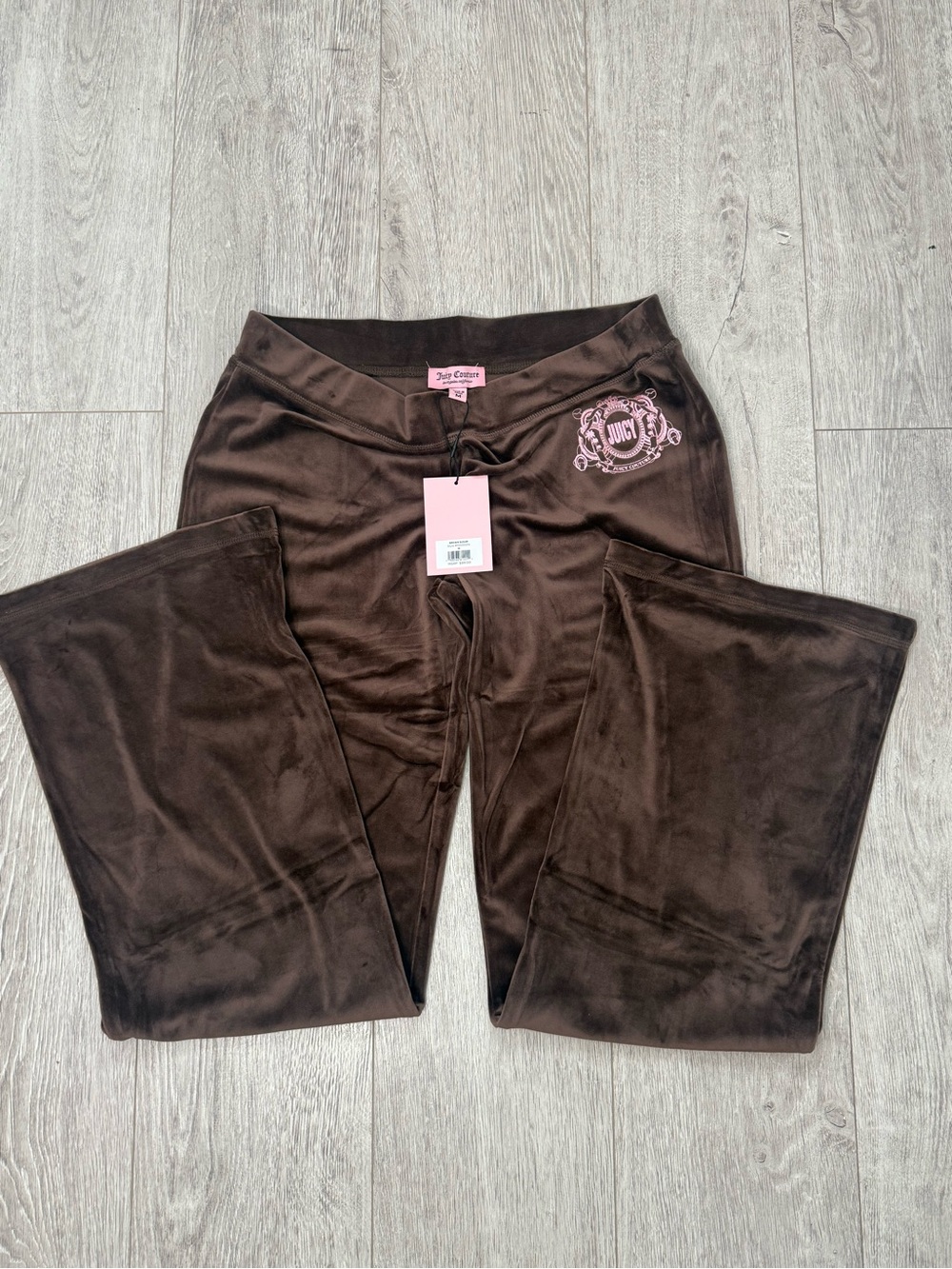 Juicy Couture Brown Velour Lounge Pants with Pink Logo